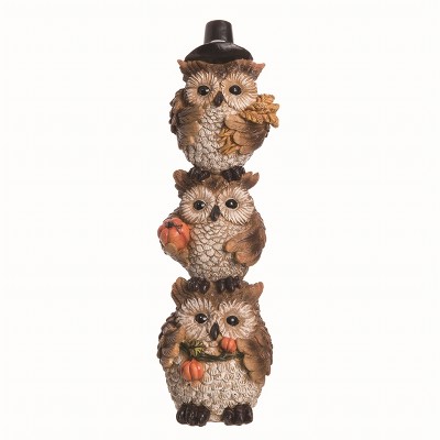 Transpac Resin Brown Harvest Stacked Owl Decor