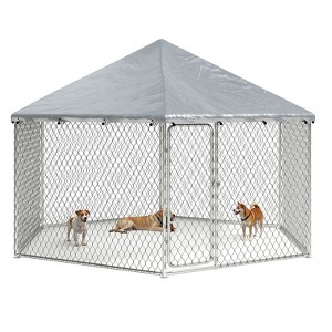 XBRIGH 6.8x6.8 FT Extra Large Outdoor Dog Kennel,Heavy Duty Outdoor Dog Enclosure with Waterproof and Security Lock,Galvanized Link Hexagonal Dog Cage - 1 of 4