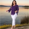 Women's Plus Size V Neck 3/4 Sleeve Double Layers Ruffle Chiffon Dressy Casual Blouses - Agnes Orinda - 3 of 4