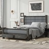 Whisen Queen Size Wood Frame Platform Bed with Upholstered Headboard, Footboard and 2 Drawers - 2 of 4