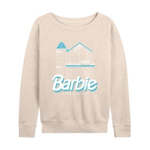 Women's - Barbie - The Dreamhouse Lightweight French Terry Wide Neck Long Sleeve Shirt - 1 of 4