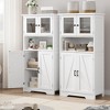 Bathroom Storage Cabinet, Freestanding Floor Linen Storage Cabinet with Doors and Shelves - 3 of 4