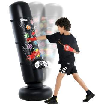 Kids Boxing Bag - Punching Bag for Kids with Electronic Wireless Music Mat with Lights, Scoreboard, 8 Sounds, 4 Modes, and Memory Game Play22USA
