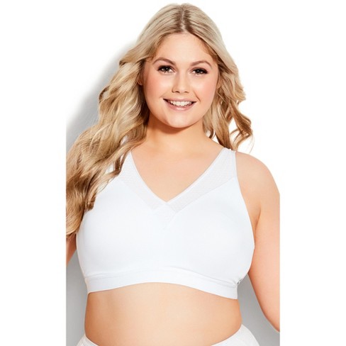 Women's Plus Size Cooling Wire Free Bra - White