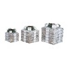 Transpac Metal 12.99 in. Silver Christmas Light Up Ticking Stripe Bow Present Decor Set of 3 - 3 of 4