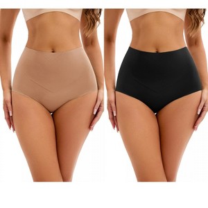 INSPIRE CHIC 2 Pcs Women's High-Waisted Tummy Control Underwear Briefs Flatten Panties - 1 of 4