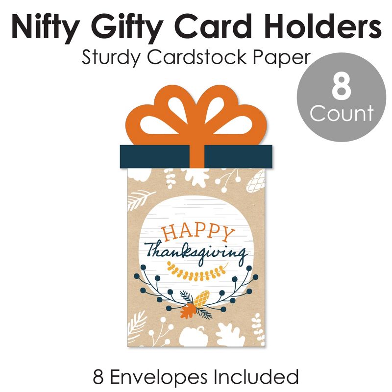 Big Dot of Happiness Happy Thanksgiving - Fall Harvest Party Money and Gift Card Sleeves - Nifty Gifty Card Holders - Set of 8, 5 of 9