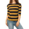 INSPIRE CHIC Women's Stripes Casual Basic Elbow Sleeves Boat Neck Slim Fit T-Shirts - 3 of 4