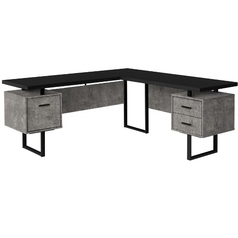 Monarch Specialties Computer Desk Home Office Corner Left Right Set-Up Storage Drawers  L Shape  Metal Laminate Grey Black Contemporary Modern - image 1 of 4