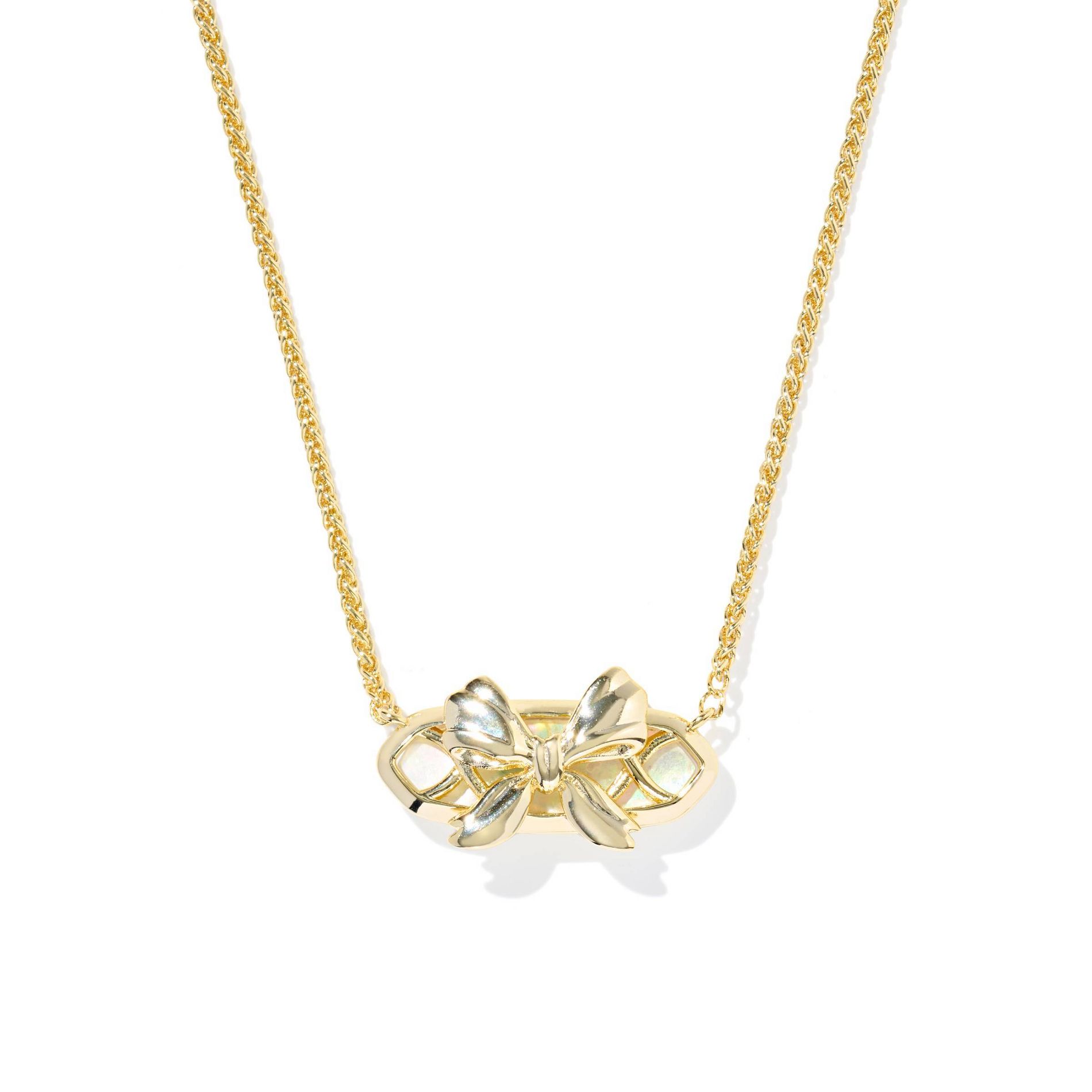 Kendra Scott Belle Bow Pendant Necklace - Gold/Iridescent