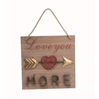 Transpac Wood 15.75 in. Brown Valentines Day Love You More Wall Decor