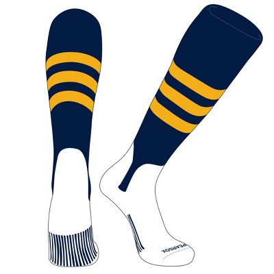 PEAR SOX OTC Baseball Softball Stirrup Socks (A, 5in) Navy, Gold (L)