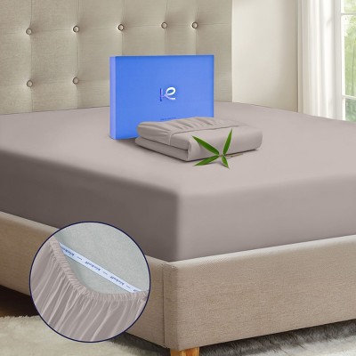 Kickoff 300 Thread Count 100% Organic Bamboo Viscose Fitted Sheet Only, Extra Deep Pocket, Cooling & Breathable, Double Stitching, Bedding Sheet