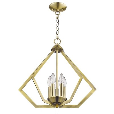 Antique Brass Crystal 5-Light Candelabra Chandelier