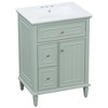 JUJABU 24" Bathroom Vanity with Ceramic Sink, 2 Drawers and  Adjustable Shelf - 2 of 4