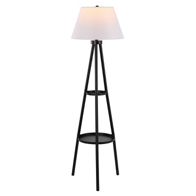 Dorea Black Tripod Floor Lamp with Dual Tray Shelves