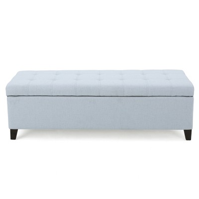 Gulches 50.75"L Light Sky Upholstered Storage Ottoman Bench - Flip-Top Entryway/End of Bed Bench, 250LBS Capacity Footrest