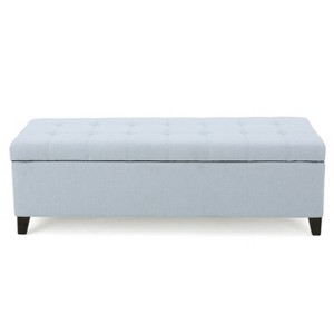 Gulches 50.75"L Light Sky Upholstered Storage Ottoman Bench - Flip-Top Entryway/End of Bed Bench, 250LBS Capacity Footrest - 1 of 4