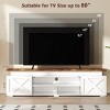 Skyzoo TV Stand for 50/55/65/75" inches TV with  LED Lights & Power Outlets for TVs up to 80", Farmhouse Entertainment Center for Living Room, White - 3 of 4