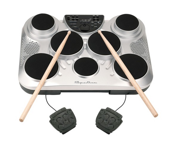 Spectrum Music 7 Pad Digital Drums with Stand, Drum Sticks & 2 Drum Pedals