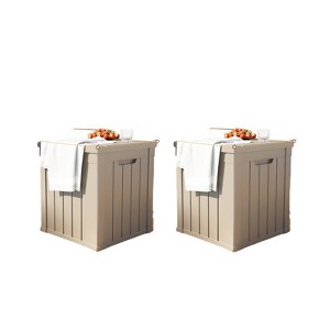 VisioGear Deck Boxes, 2-Piece 45 Gal Outdoor Storage Deck Box, Small Patio Storage Bin for Garden Tools, Black & Brown, 30.75"*17.13"*21.85" - 1 of 4