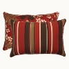 2-Piece Outdoor Reversible Toss Pillow Set - Brown/Red Floral/Stripe 24" - Pillow Perfect - 2 of 4
