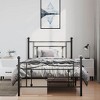 vidaXL Twin XL Metal Bed Frame with Headboard, Under Bed Storage, Noise Free, Black, No Mattress - 3 of 4
