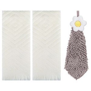 REGALWOVEN 3 Pcs Bathroom Soft and Absorbent Decorative Hand Towel - 1 of 4