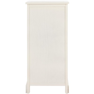 Distressed Cream Pine Wood Tall Accent Cabinet