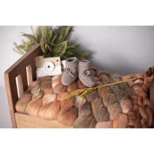 Hand Knitted Baby Wool Bootie Socks for Newborn and 0 to 12 Month Babies - 1 of 4