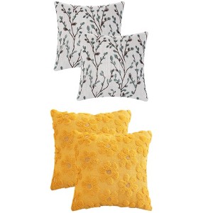 REGALWOVEN 4 Pcs Floral Pattern Soft Comfort Throw Pillow Covers 18" x 18" - 1 of 4