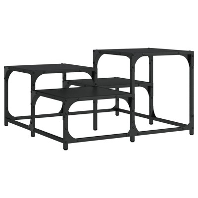 vidaXL Black Engineered Wood Coffee Table - Square Sofa Center Table with Metal Frame