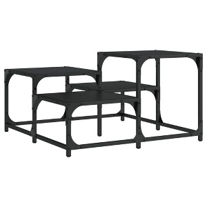 vidaXL Black Engineered Wood Coffee Table - Square Sofa Center Table with Metal Frame - 1 of 4