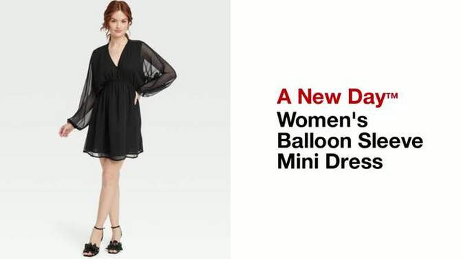 Women's Balloon Long Sleeve Mini Dress - A New Day™, 5 of 12, play video