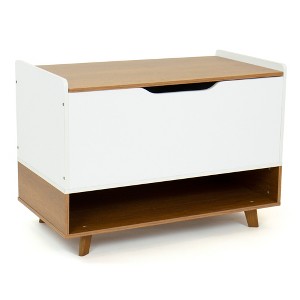 Humble Crew Morgan Mid-Century Kids' Toy Chest with Soft Close Lid and Storage Shelf Wood/White - 1 of 4