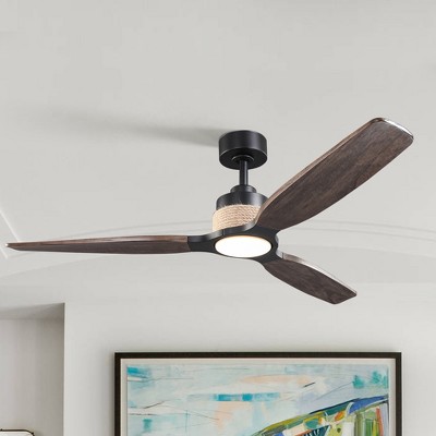 Parrot Uncle 56" Black Farmhouse LED Ceiling Fan with Remote and Light
