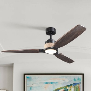 Parrot Uncle 56" Black Farmhouse LED Ceiling Fan with Remote and Light - 1 of 4