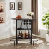 VECELO 3-Tier Bar Unit with Metal Mesh Front, Wine Storage Rack with Glasses Holder, Liquor Cabinet with Footrest Rail, Cement Gray - 4 of 4