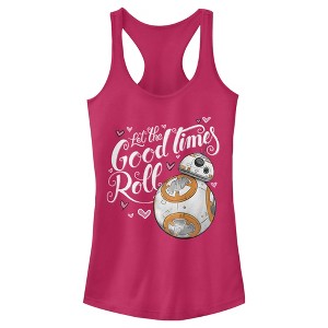 Juniors Womens Star Wars The Force Awakens Valentine BB-8 Good Times Roll Racerback Tank Top - 1 of 4