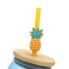 Disney Stitch Big Face 15 Oz Blue Glass Bottle With Straw & Lid - 2 of 4