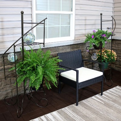 56" Black Iron 4-Tier Spiral Staircase Plant Stand Set