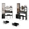 FONTOI Vanity Table with Cushioned Stool&Full Body Mirror Cabinet, Dressing Desk with Multi-layer Storage, Black, 14.2"*63"*43.3" - 3 of 4