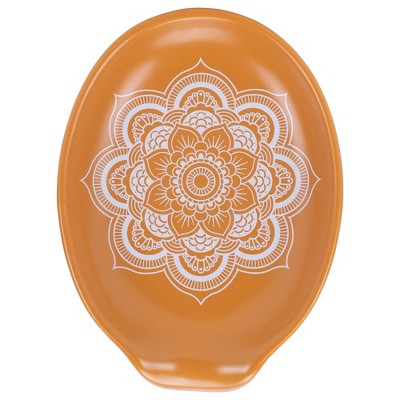 Nat & Jules Mandala Burnt Orange 6 x 4 Glossy Ceramic Oval Countertop Spoon Rest