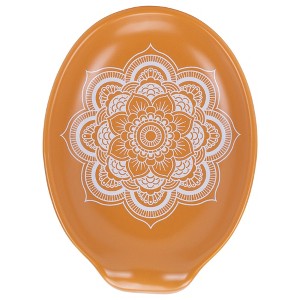 Nat & Jules Mandala Burnt Orange 6 x 4 Glossy Ceramic Oval Countertop Spoon Rest - 1 of 4