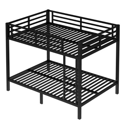 TopComfy Beds Metal Full over Full Bunk Bed Space Saving Noise Reduced No Box Spring Needed Bedroom Furniture for Bedroom, Black, 56.7"*65.57"*83.78"