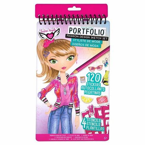 Fashion Angels I Love Fashion Sketch Portfolio - Fashion Design Sketch Book  for Beginners, Sketch Pad with Stencils and Stickers For Kids 6 and Up