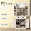 Okak Modern Freestanding Kitchen Food Pantry Cabinet with 4 Doors & Adjustable Shelves,Storage Cabinet Bookcase for Living Room,Kitchen - 2 of 4