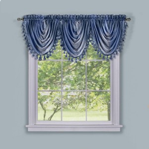 GoodGram Royal Ombre Curshed Semi Sheer 3 Pack Tassled Window Valances - 1 of 2