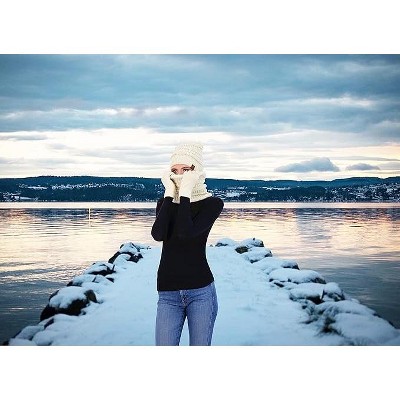Ivory Knit Beanie, Scarf, and Gloves Winter Set