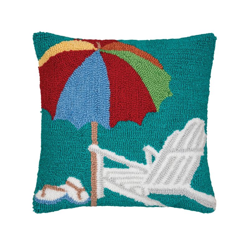 C&F Home 15" x 15" Beach Umbrella Hooked Throw Pillow, 1 of 4